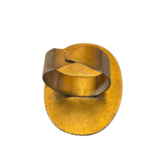 Vintage Boho Turquoise Mosaic Statement Ring Brass Oval Tribal Style - Picture 2 of 4